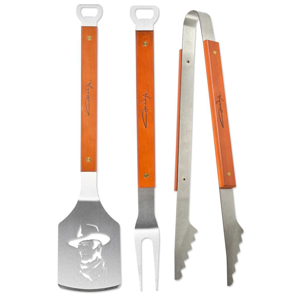 John Wayne - Headshot Silhouette Spatula Fork and Tong Set Grill Sets John Wayne   