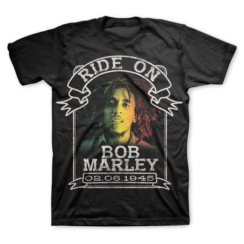 Bob Marley - Ride on Ribbon Mens T Shirt Men's T-Shirts Bob Marley XL Black 