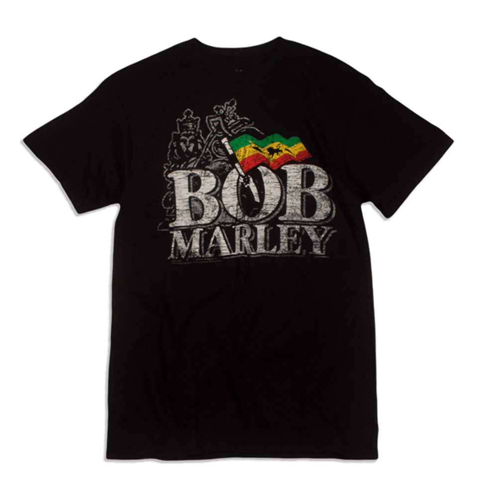 Bob Marley - Distressed Logo Mens T Shirt Men's T-Shirts Bob Marley   