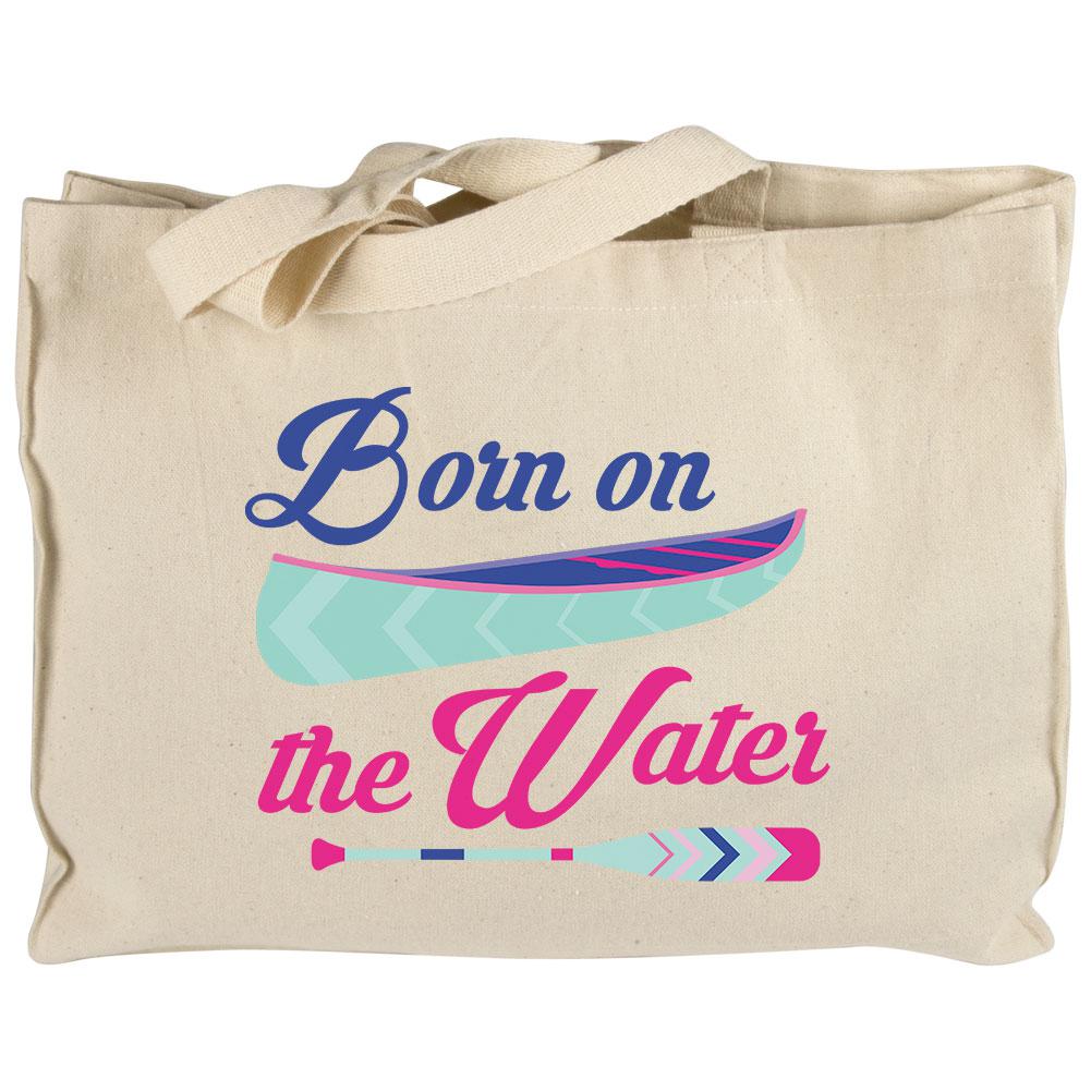 Summer Sun Born on the Water Canvas Tote Bag Tote Bags Old Glory OS White 