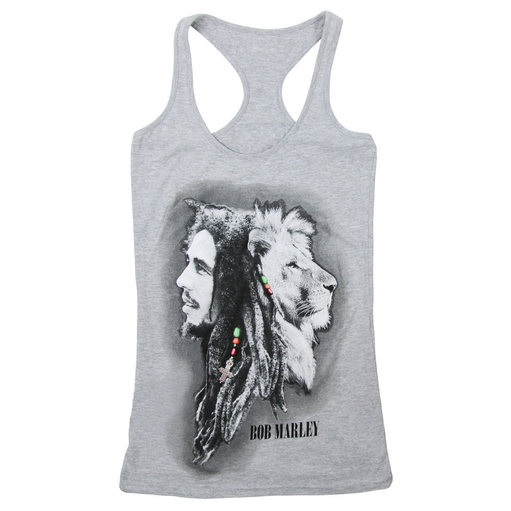 Bob Marley - Profile Juniors Racerback Tank Top Juniors Tank Tops Bob Marley   