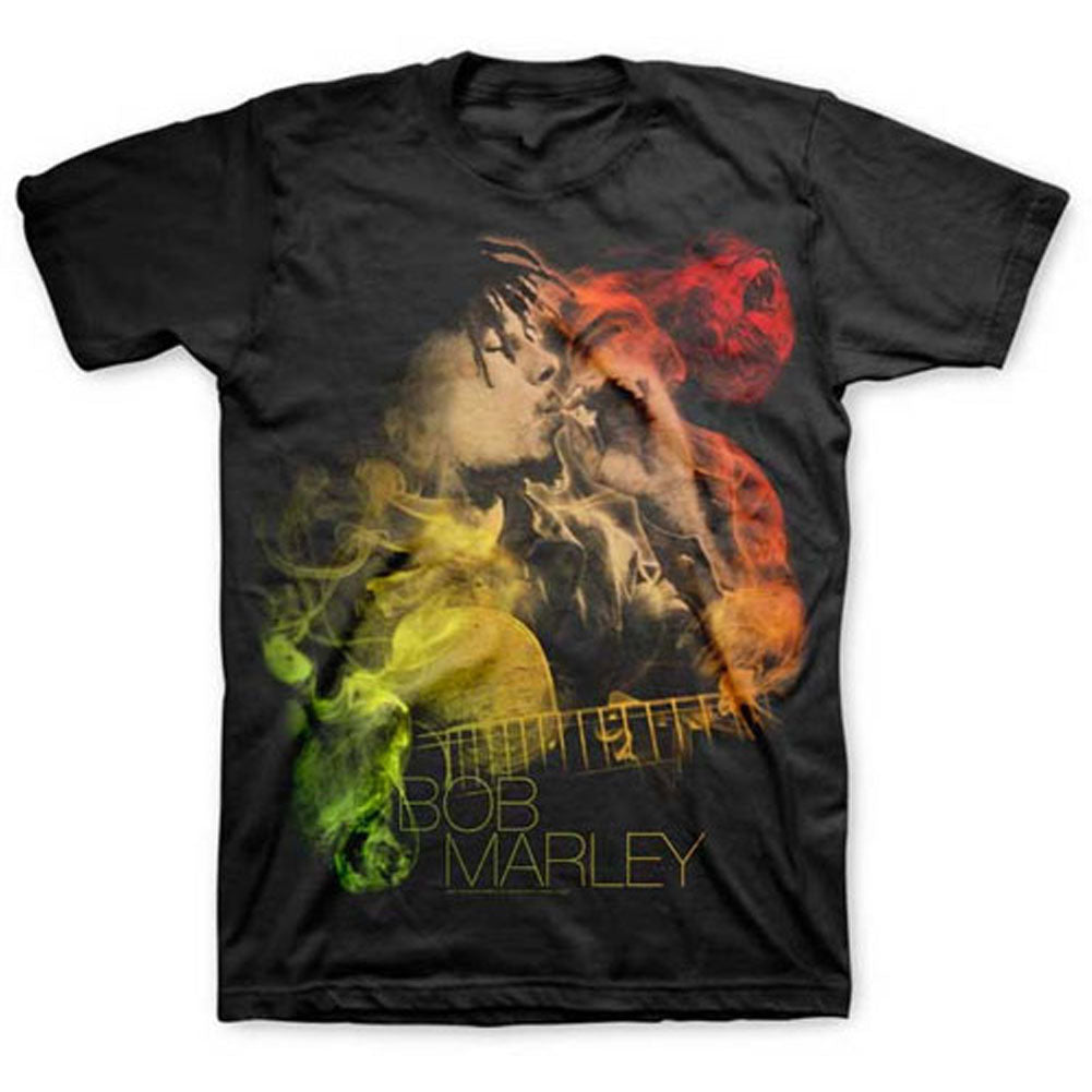 Bob Marley - Guitar Smoke Mens T Shirt Men's T-Shirts Bob Marley   