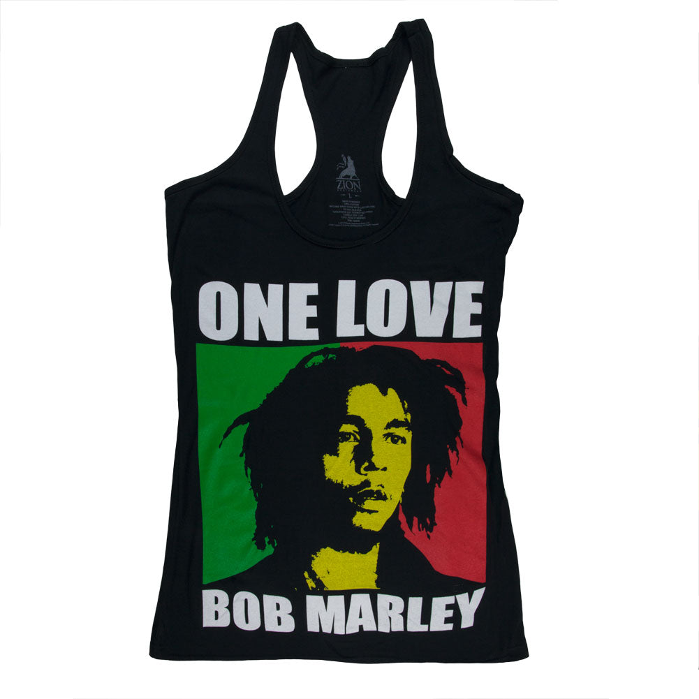 Bob Marley - One Love Juniors Racerback Tank Top Juniors Tank Tops Bob Marley   