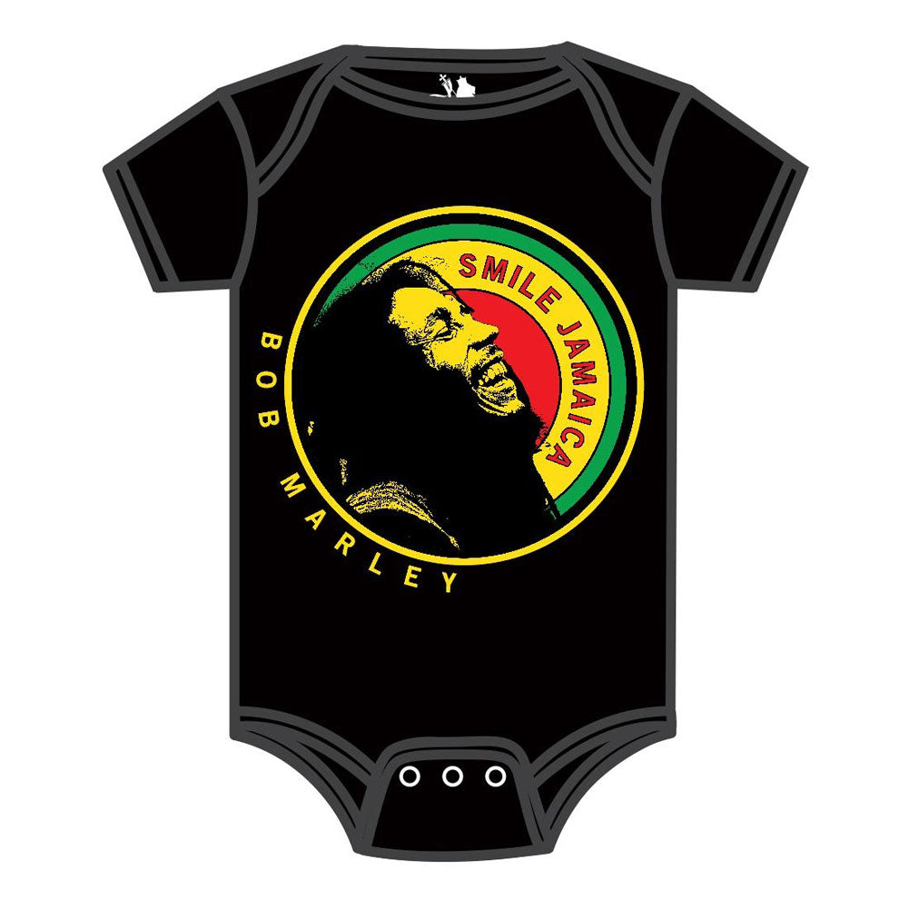 Bob Marley - Smile Jamaica Black Baby One Piece Baby One Piece Bob Marley   