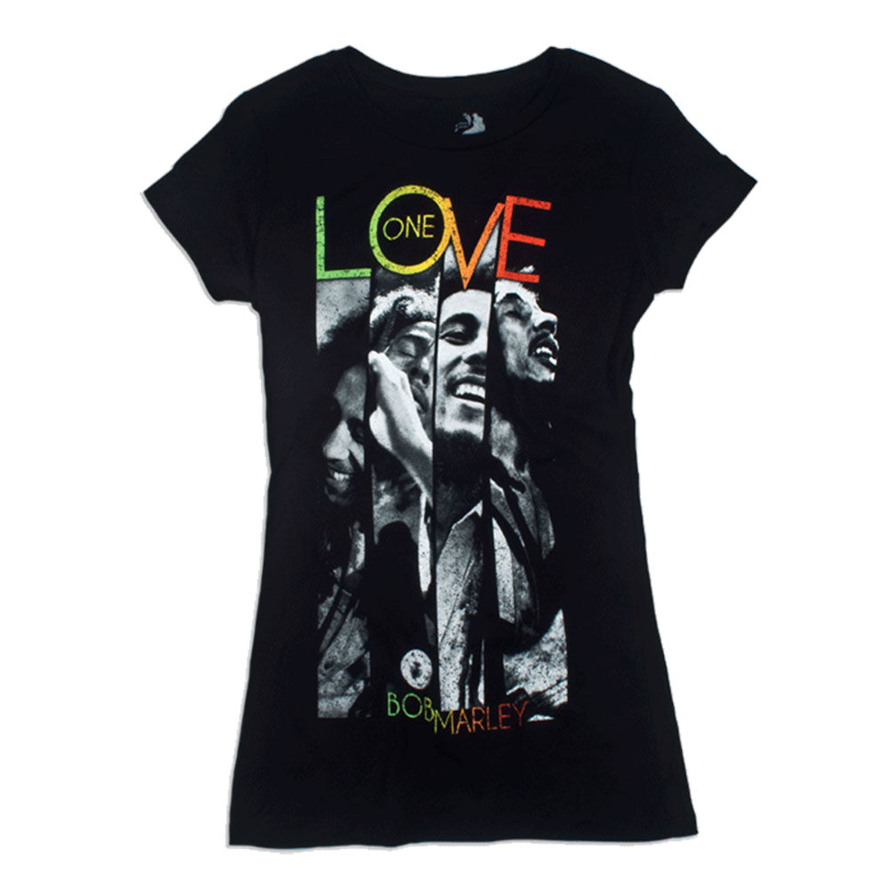 Bob Marley - One Love Stripes Juniors T Shirt Juniors T-Shirts Bob Marley   