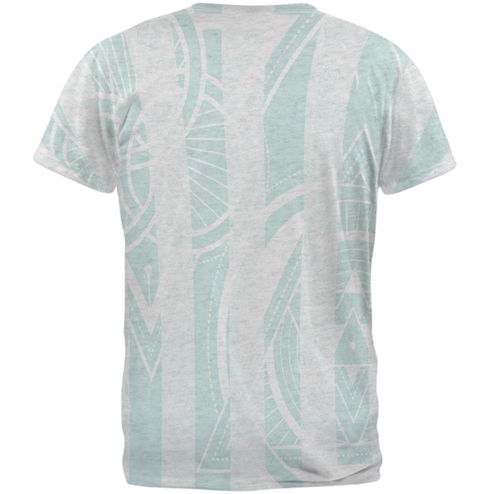 Summer Sacred Geometry Teal Stripes Mens T Shirt Men's T-Shirts Old Glory   