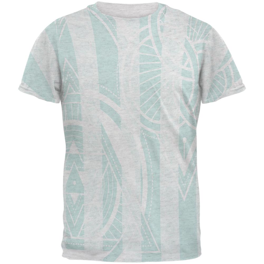 Summer Sacred Geometry Teal Stripes Mens T Shirt Men's T-Shirts Old Glory 2XL Heather White 