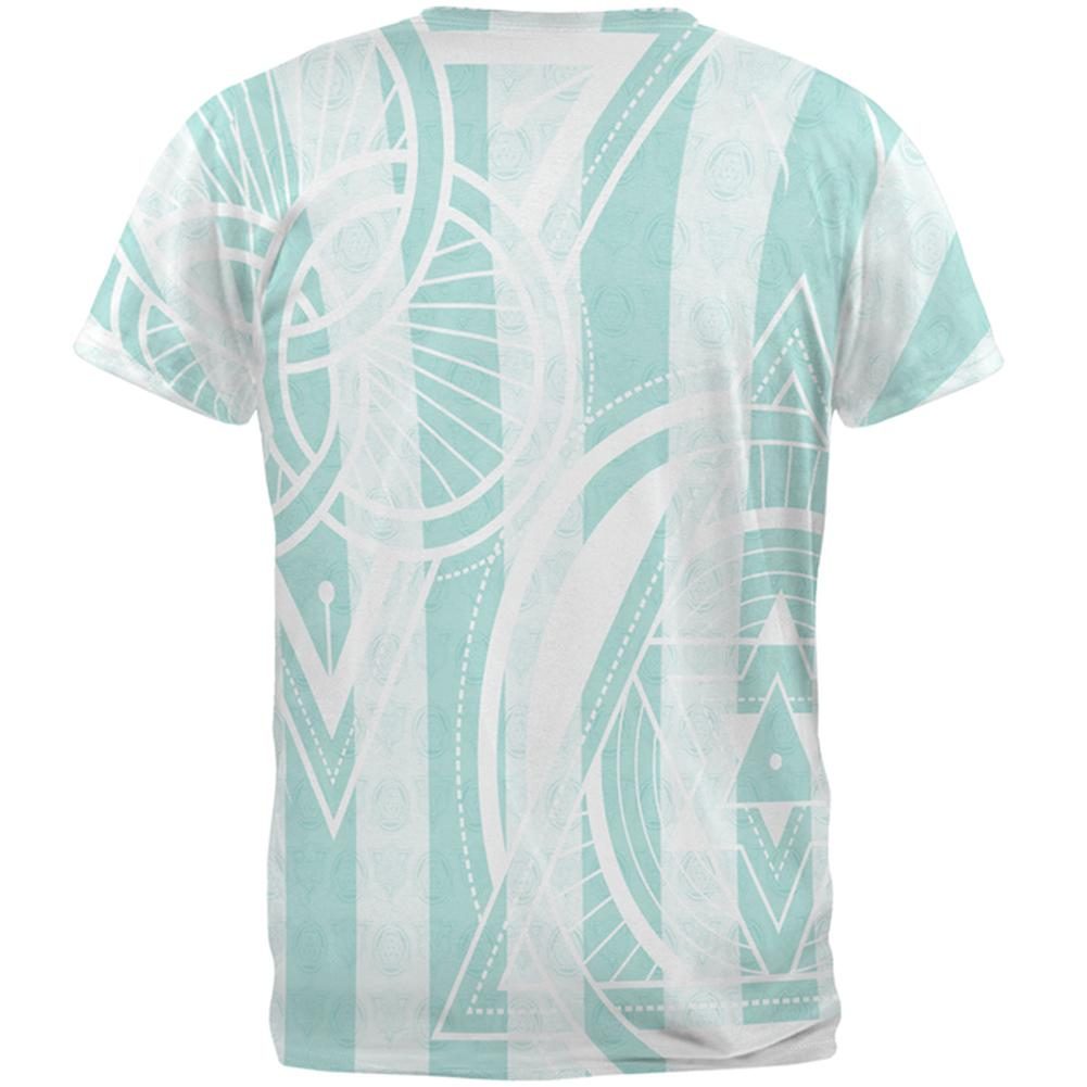 Summer Sacred Geometry Teal Stripes All Over Mens T Shirt Men's T-Shirts Old Glory   