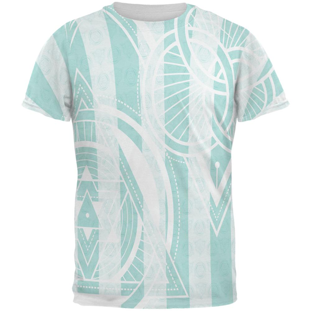 Summer Sacred Geometry Teal Stripes All Over Mens T Shirt Men's T-Shirts Old Glory 2XL Multi 