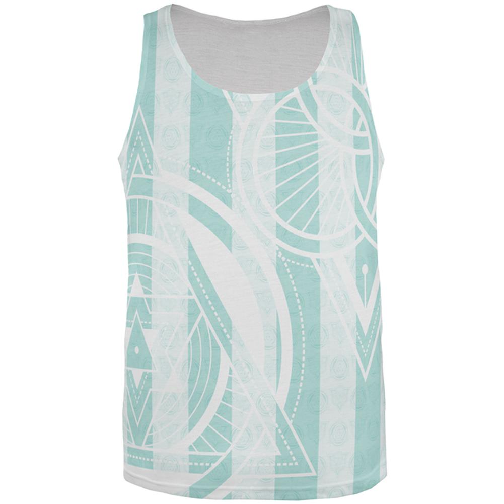 Summer Sacred Geometry Teal Stripes All Over Mens Tank Top Men's Tank Tops Old Glory 2XL Multi 