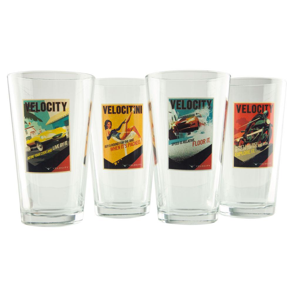 Velocity - V Logo Glass Set Pint Glasses Old Glory OS Clear Glass 