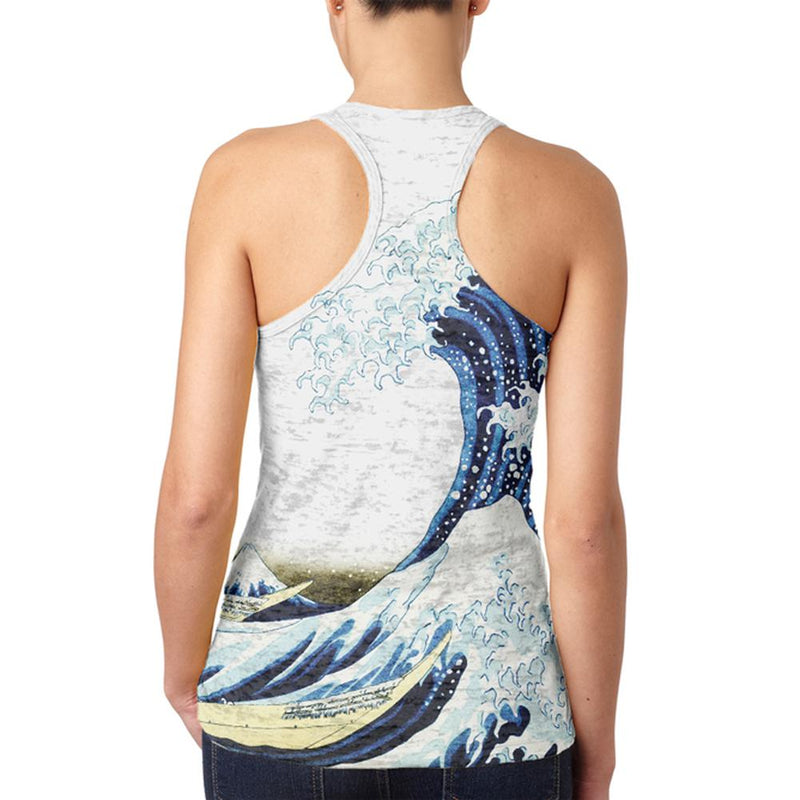 Great Wave Tsunami Japanese Painting Vintage Juniors Burnout Racerback Tank Top Juniors Tank Tops Old Glory   