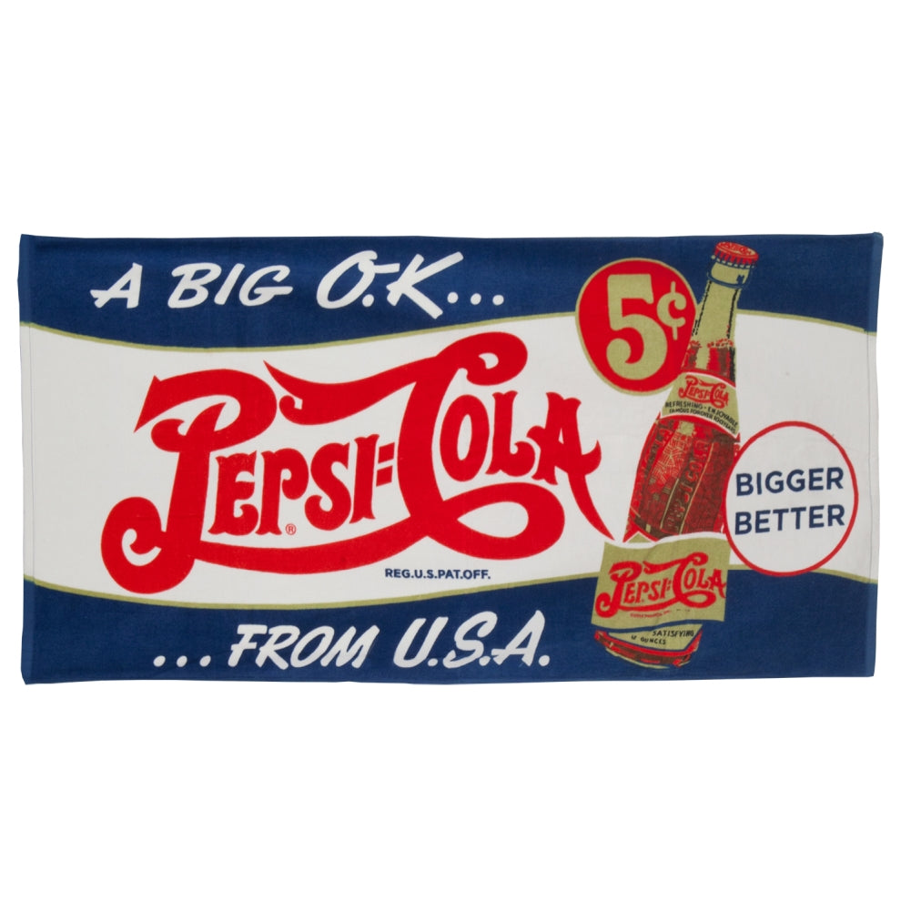 Pepsi - 1940s Bigger Better Beach Towel Beach Towels Pepsi   