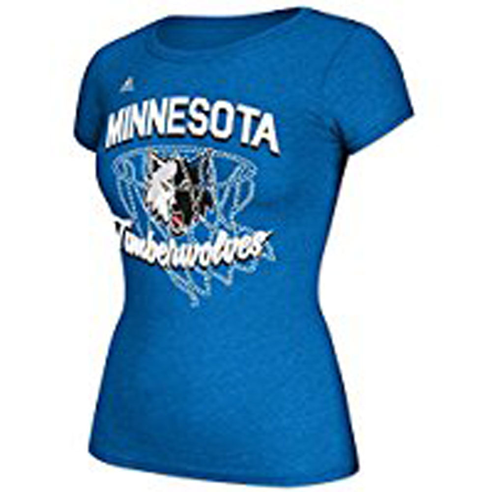 Minnesota Timberwolves - Bling Net Juniors Cap Sleeve T Shirt Juniors T-Shirts Minnesota Timberwolves   