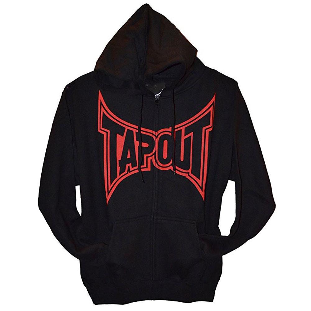 Tapout - Classic Red Logo Mens Zip-Up Hoodie Men's Hoodies TapouT SM Black 