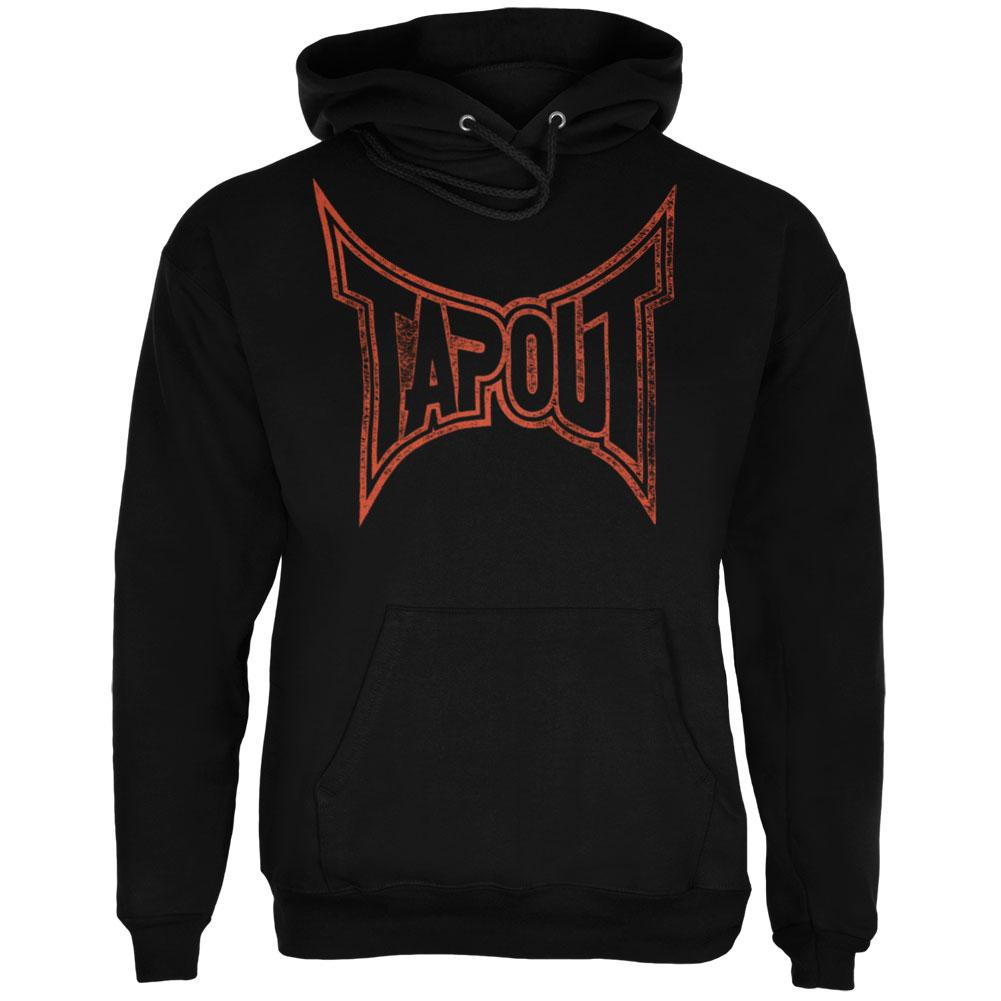 Tapout - Classic Orange Logo Mens Pullover Hoodie Men's Hoodies TapouT MD Black 