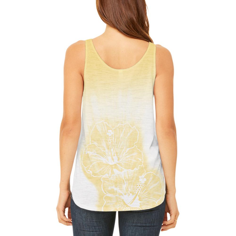 Ombre Oahu Yellow Hibiscus Flowers Juniors Flowy Side Slit Tank Top Juniors Tank Tops Old Glory   