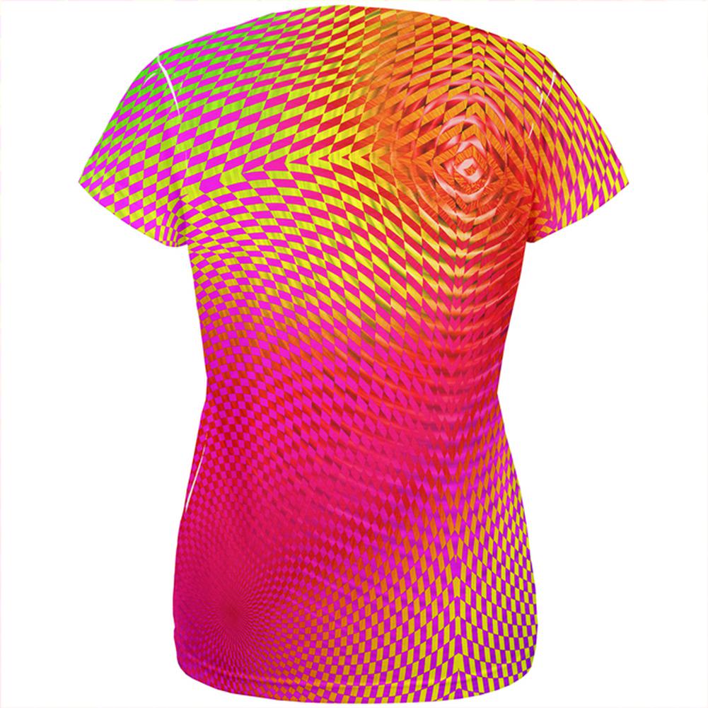 EDM Hypnotic Trance Rainbow Spiral All Over Womens T Shirt Women's T-Shirts Old Glory   