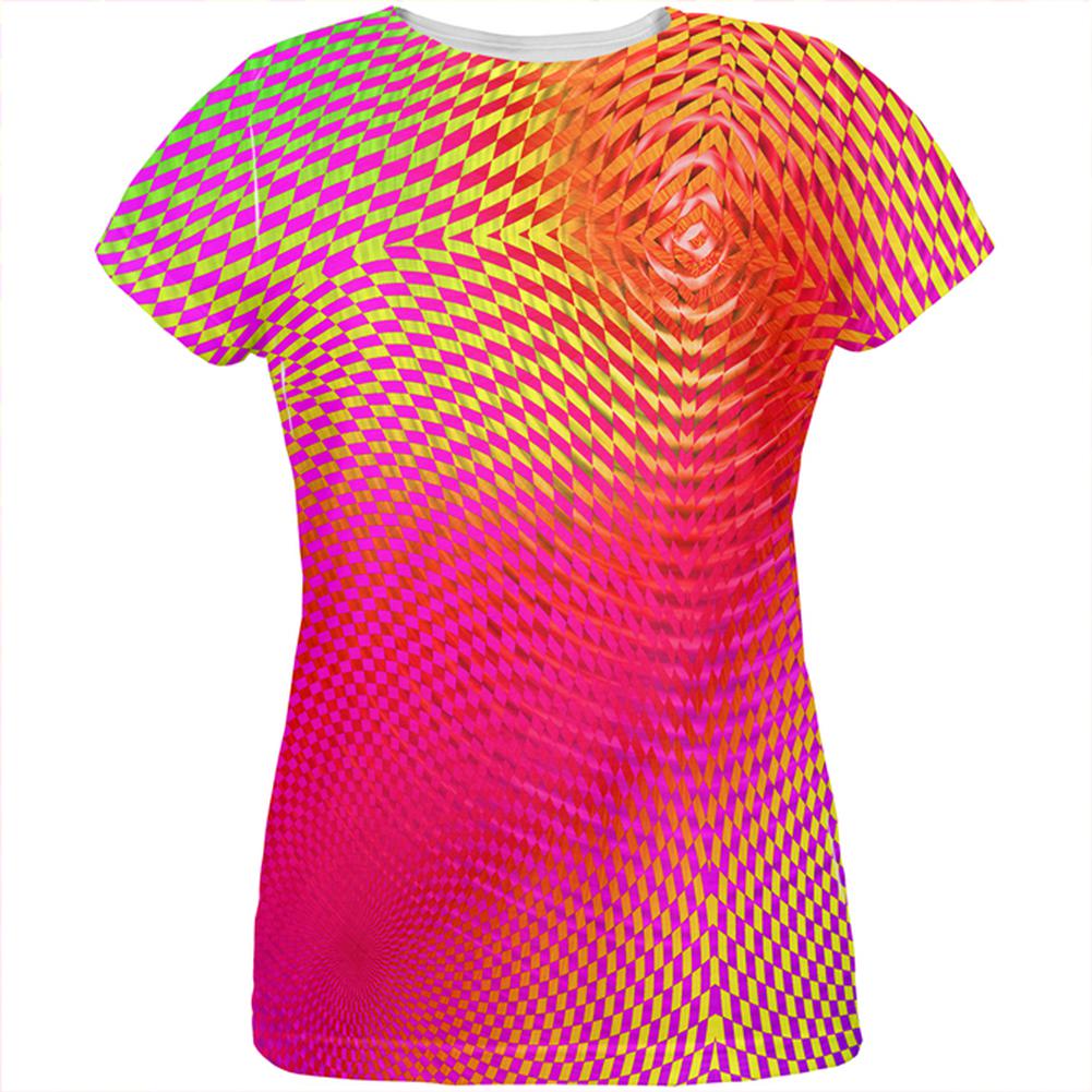 EDM Hypnotic Trance Rainbow Spiral All Over Womens T Shirt Women's T-Shirts Old Glory 2XL Multi 