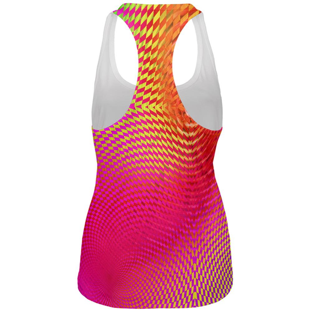 EDM Hypnotic Trance Rainbow Spiral All Over Womens Work Out Tank Top Women's Tank Tops Old Glory   