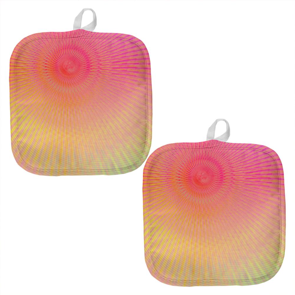 EDM Pastel Unicorn Rainbow Spiral All Over Pot Holder (Set of 2) Pot Holders Old Glory OS Multi 