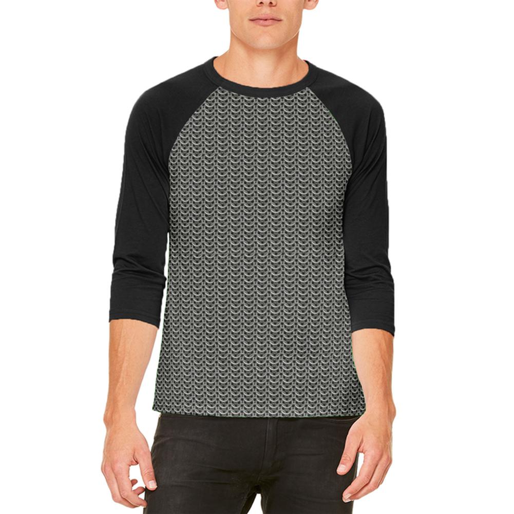 Halloween Chainmail Armor Costume Mens Raglan T Shirt Men's Raglans Old Glory 2XL White-Black 