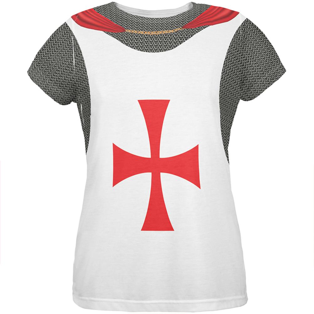 Halloween Knights Templar Armor Costume All Over Womens T Shirt Women's T-Shirts Old Glory 2XL Multi 