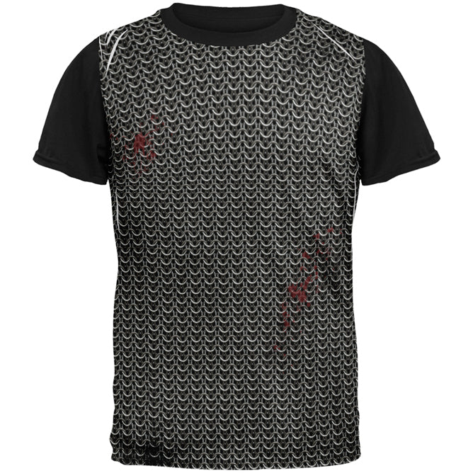 Halloween Battle Damage Chainmail Costume All Over Mens Black Back T Shirt Men's T-Shirts Old Glory 2XL White 