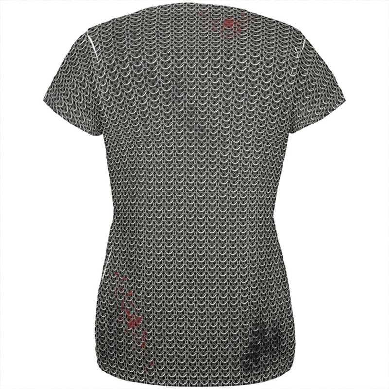 Halloween Battle Damage Chainmail Costume All Over Womens T Shirt Women's T-Shirts Old Glory   