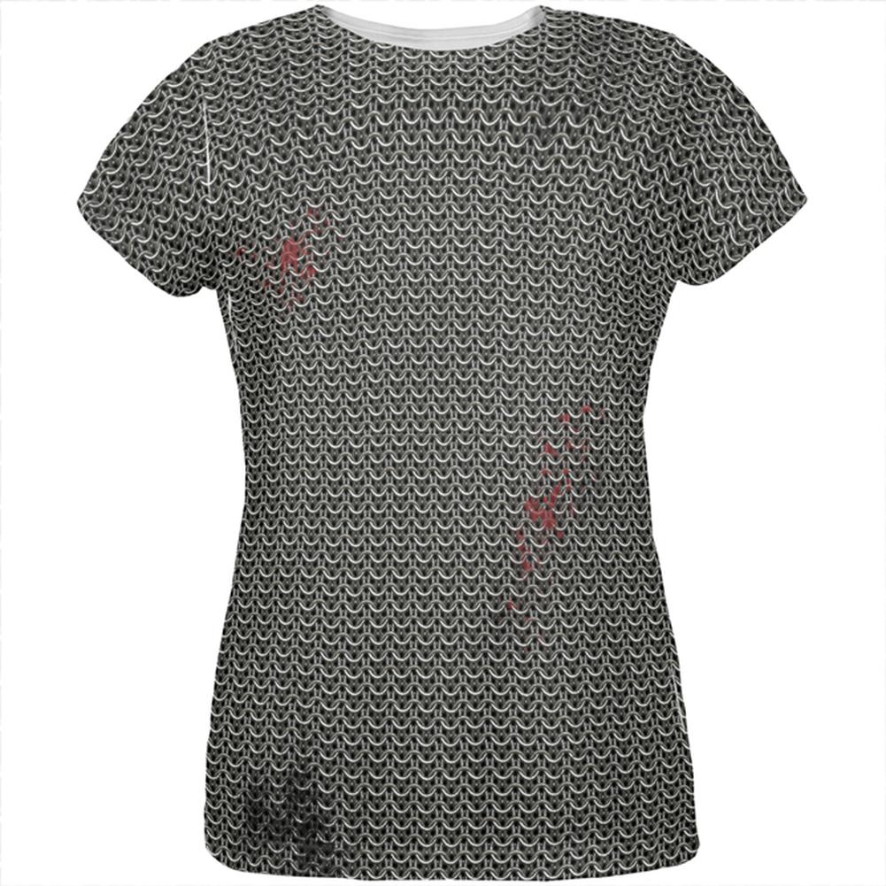 Halloween Battle Damage Chainmail Costume All Over Womens T Shirt Women's T-Shirts Old Glory 2XL Multi 