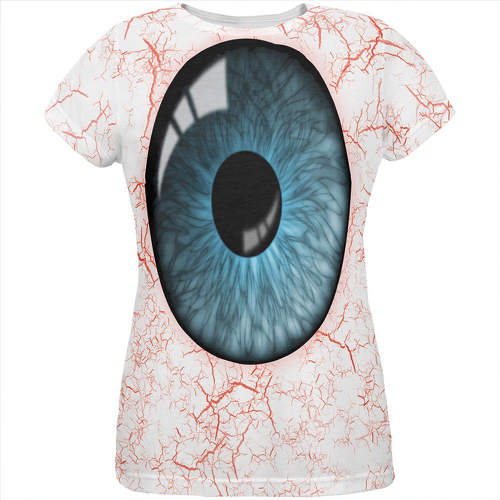 Halloween Blue Creepy Eyeball Costume All Over Womens T Shirt Women's T-Shirts Old Glory LG Multi 