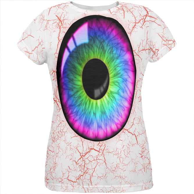 Halloween Rainbow Creepy Eyeball Costume All Over Womens T Shirt Women's T-Shirts Old Glory 2XL Multi 