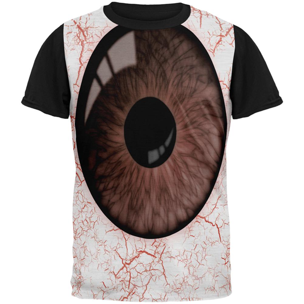 Halloween Brown Creepy Eyeball Costume All Over Mens Black Back T Shirt Men's T-Shirts Old Glory LG Multi 