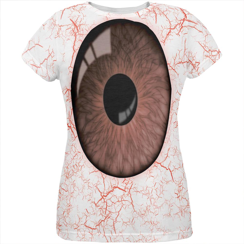 Halloween Brown Creepy Eyeball Costume All Over Womens T Shirt Women's T-Shirts Old Glory LG Multi 