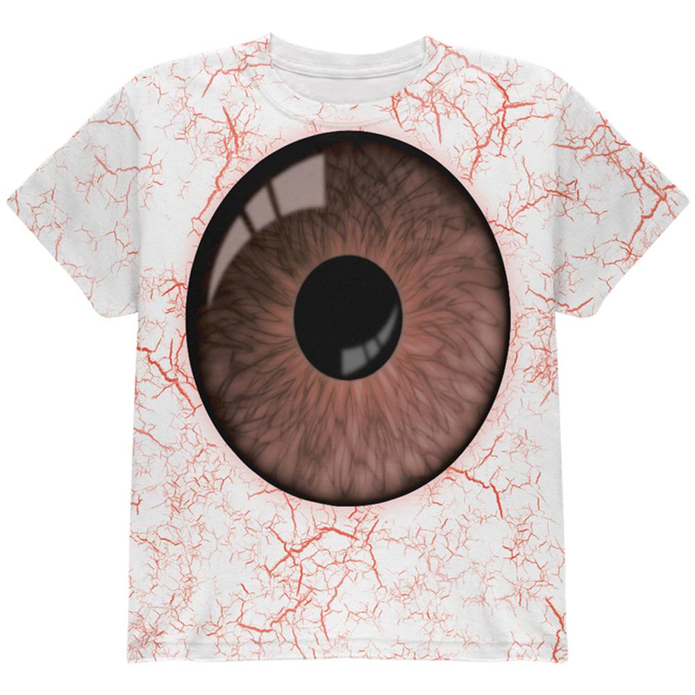 Halloween Brown Creepy Eyeball Costume All Over Youth T Shirt Youth T-Shirts Old Glory LG Multi 