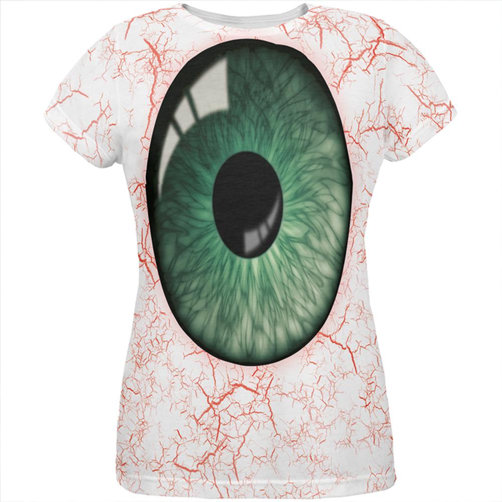 Halloween Green Creepy Eyeball Costume All Over Womens T Shirt Women's T-Shirts Old Glory LG Multi 