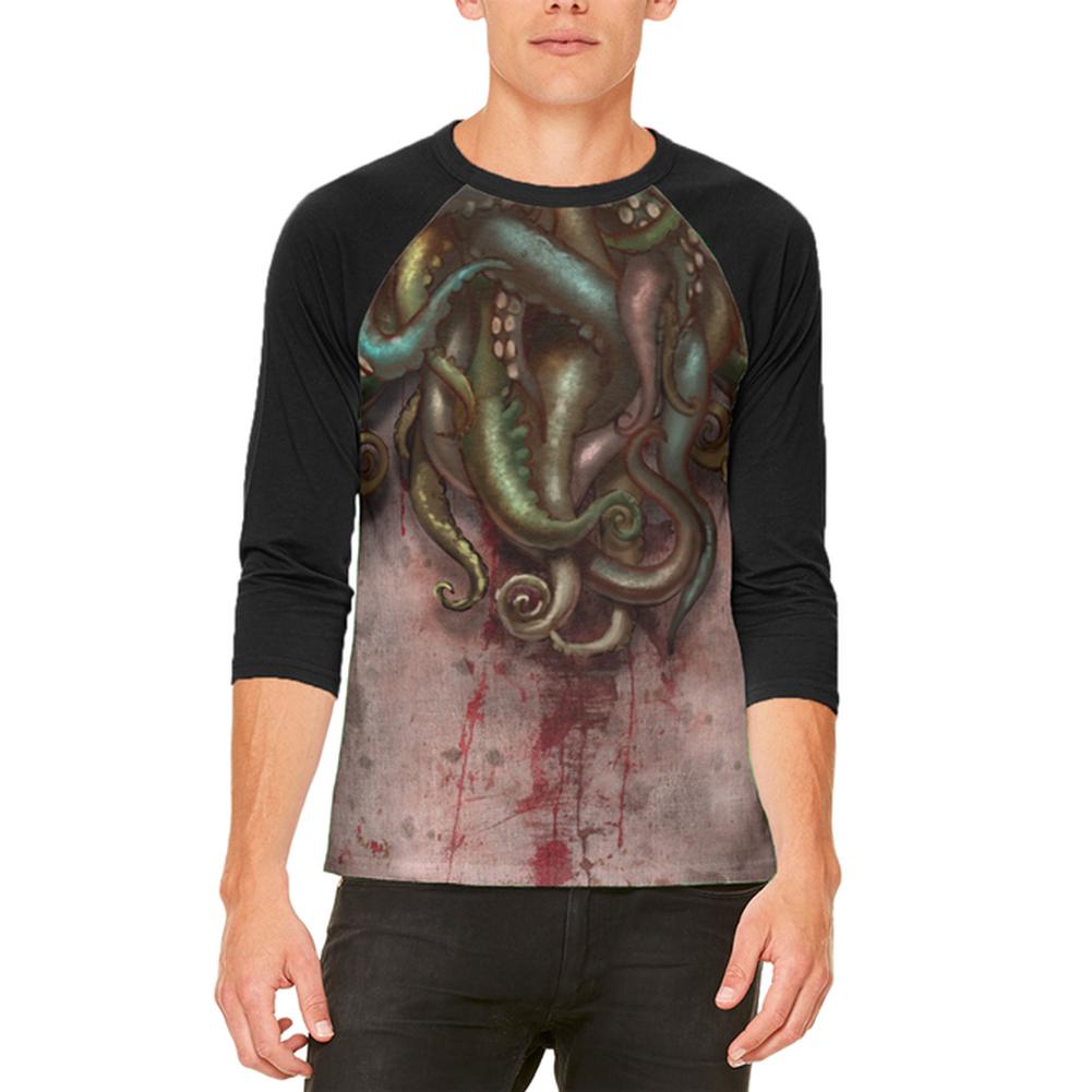 Cthulhu Greater God Tentacles Costume Mens Raglan T Shirt Men's Raglans Old Glory 2XL White 