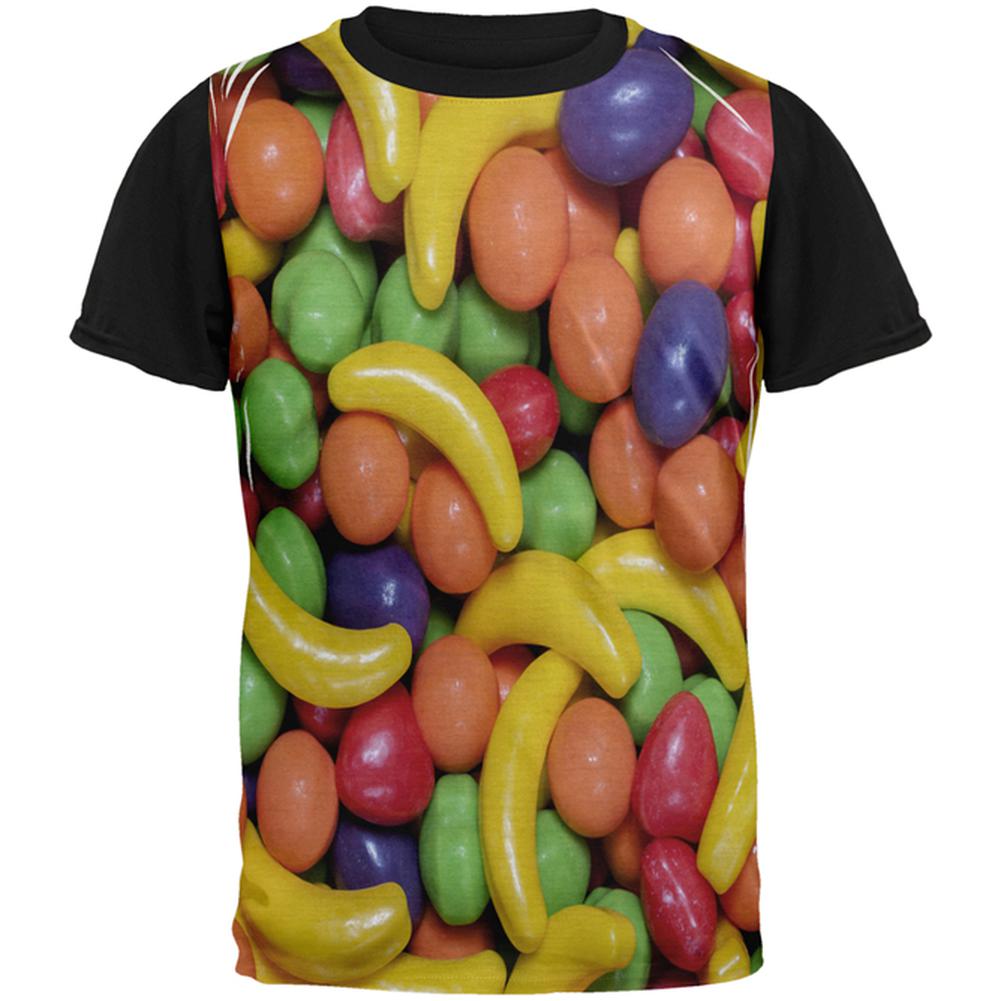 Halloween Fruit Candy All Over Mens Black Back T Shirt Men's T-Shirts Old Glory LG Multi 