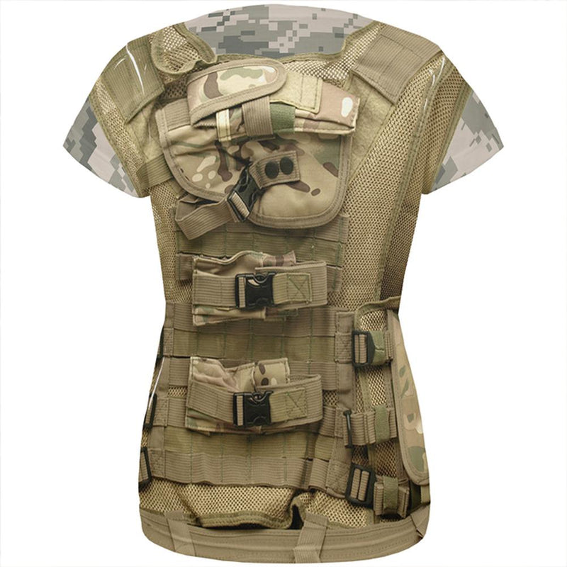 Halloween Costume Desert Tactical Military Vest Costume All Over Womens T Shirt Women's T-Shirts Old Glory   