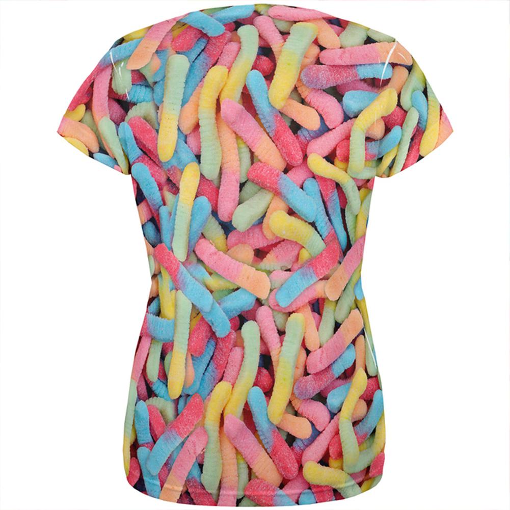 Halloween Sour Gummy Worms All Over Womens T Shirt Women's T-Shirts Old Glory   