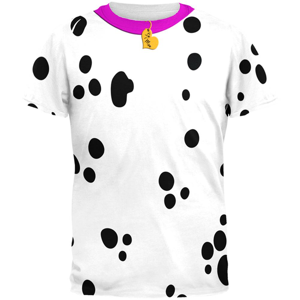 Dalmatian All Over Adult T-Shirt with Be Mine Pink Collar Men's T-Shirts Old Glory SM  