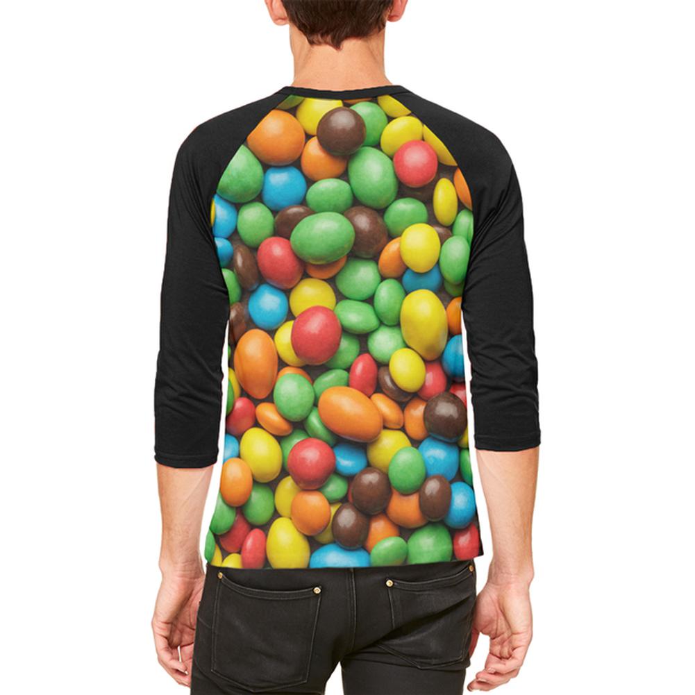 Halloween Candy Coated Chocolate Mens Raglan T Shirt Men's T-Shirts Old Glory   