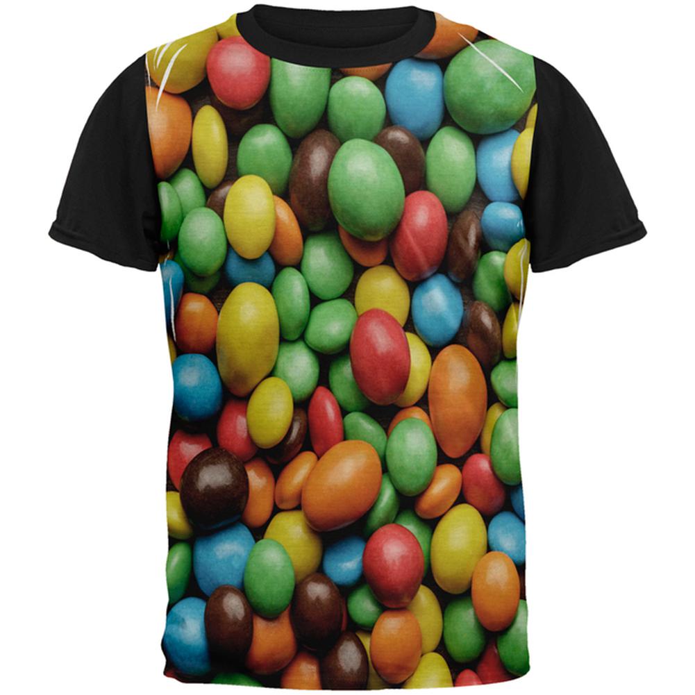 Halloween Candy Coated Chocolate All Over Mens Black Back T Shirt Men's T-Shirts Old Glory LG Multi 