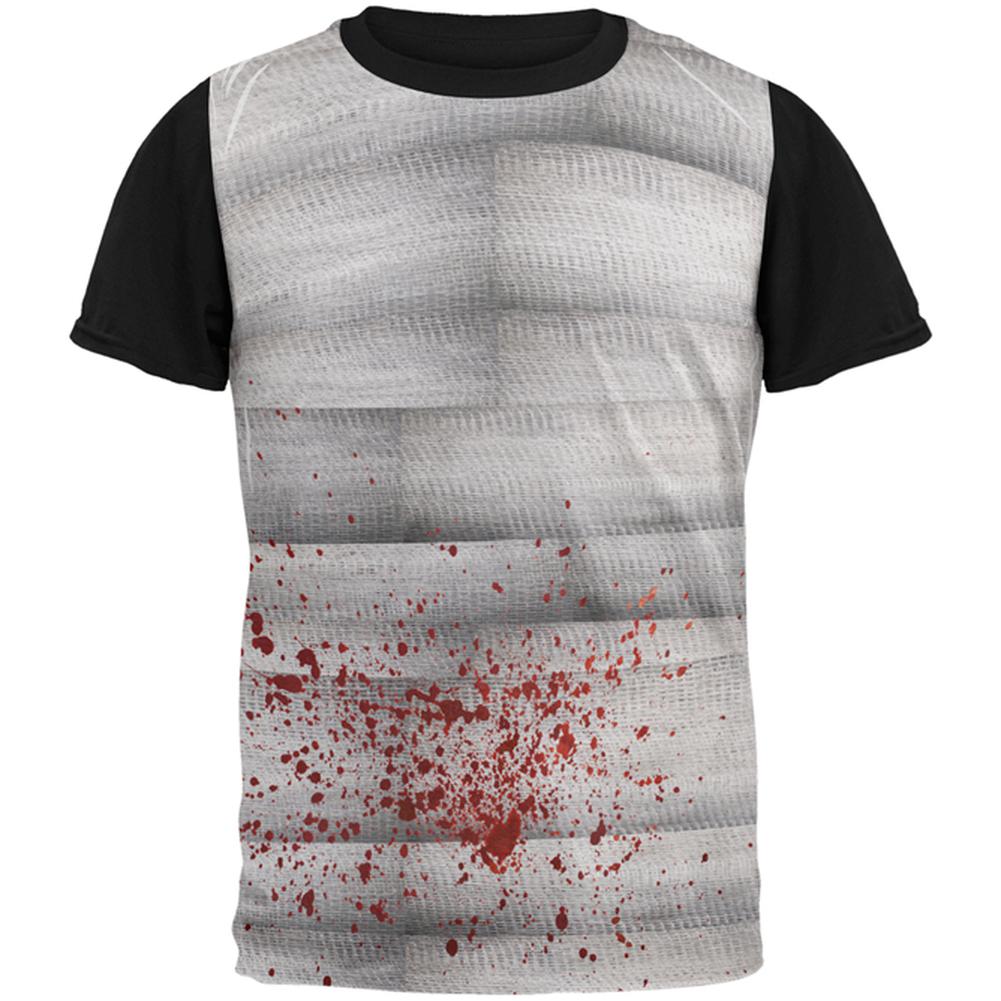 Halloween Bloody Mummy All Over Mens Black Back T Shirt Men's T-Shirts Old Glory LG Multi 