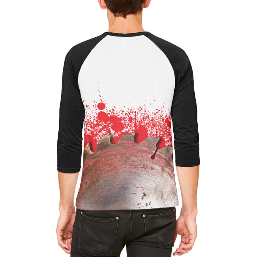 Halloween Bloody Saw Blade Massacre Mens Raglan T Shirt Men's T-Shirts Old Glory   