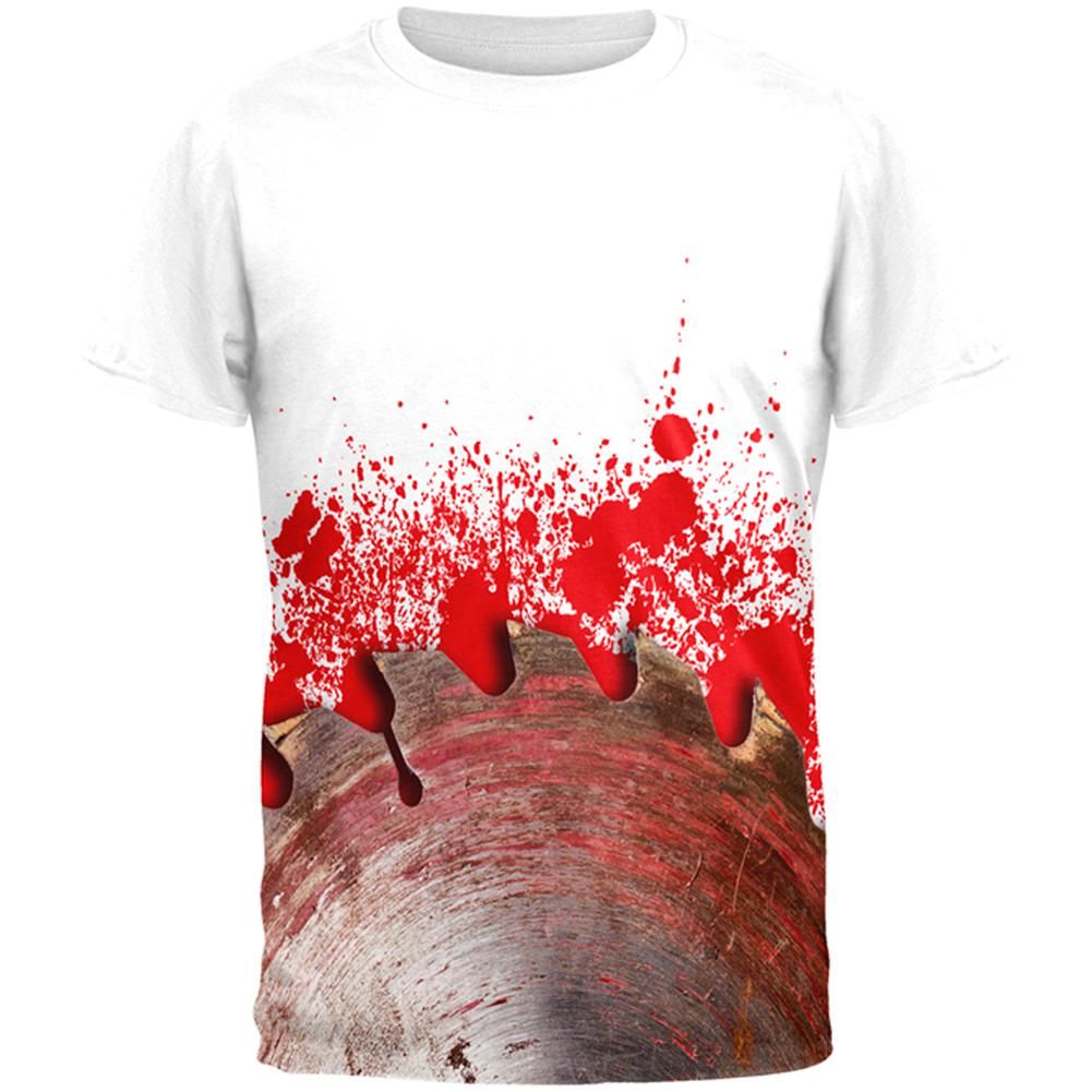 Halloween Bloody Saw Blade Massacre All Over Mens Black Back T Shirt Men's T-Shirts Old Glory LG Multi 