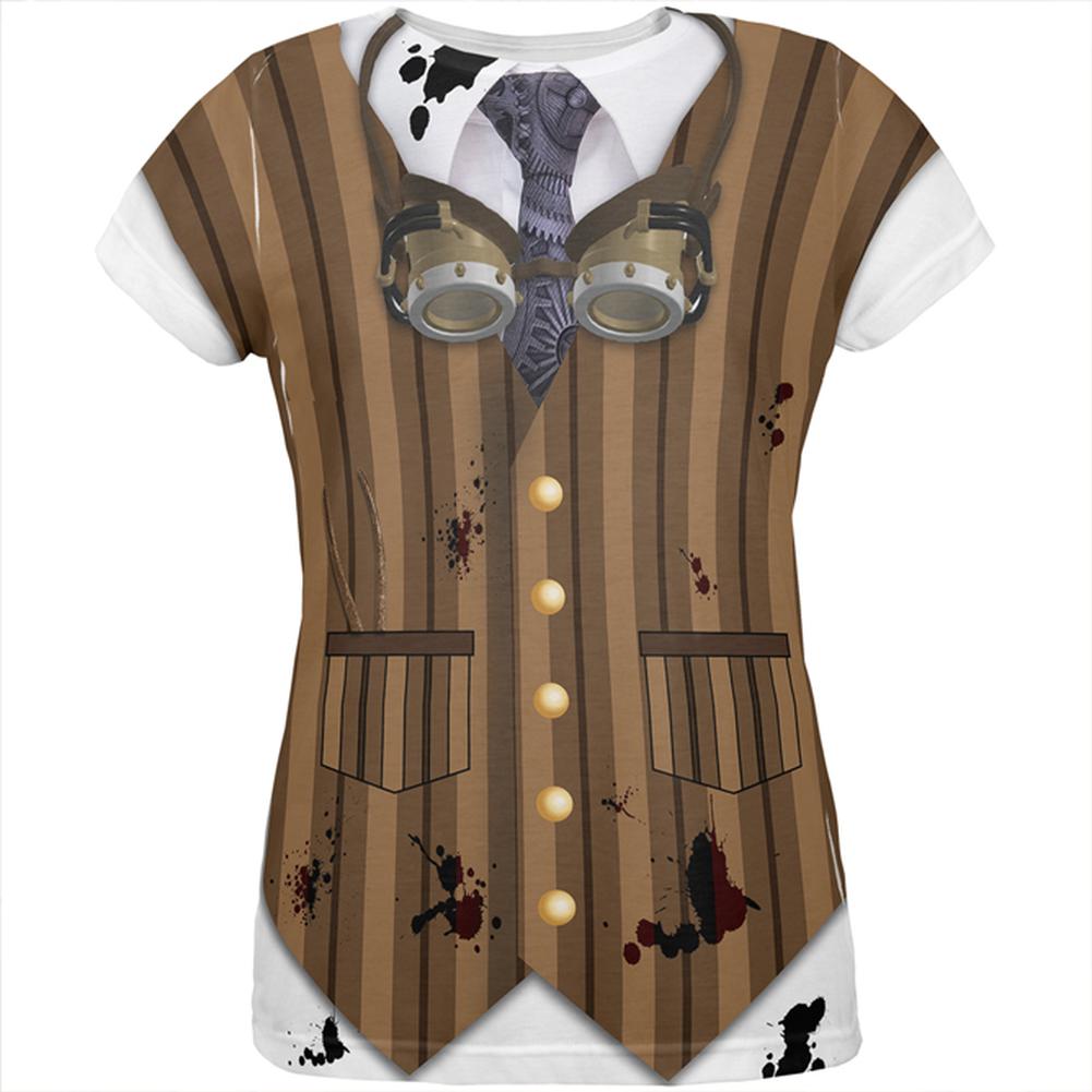 Halloween Costume Steam Punk Engineer Costume All Over Womens T Shirt Women's T-Shirts Old Glory LG Multi 