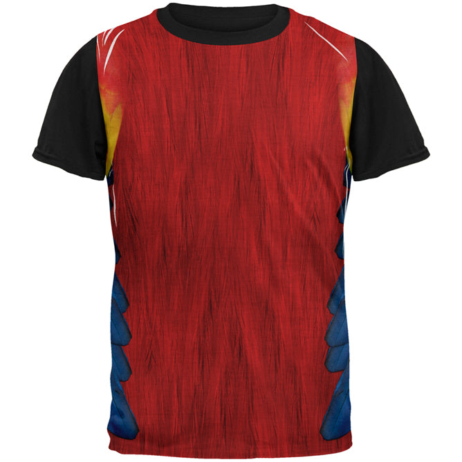 Halloween Scarlet Macaw Parrot Feathers Costume All Over Mens Black Back T Shirt Men's T-Shirts Old Glory 2XL White 