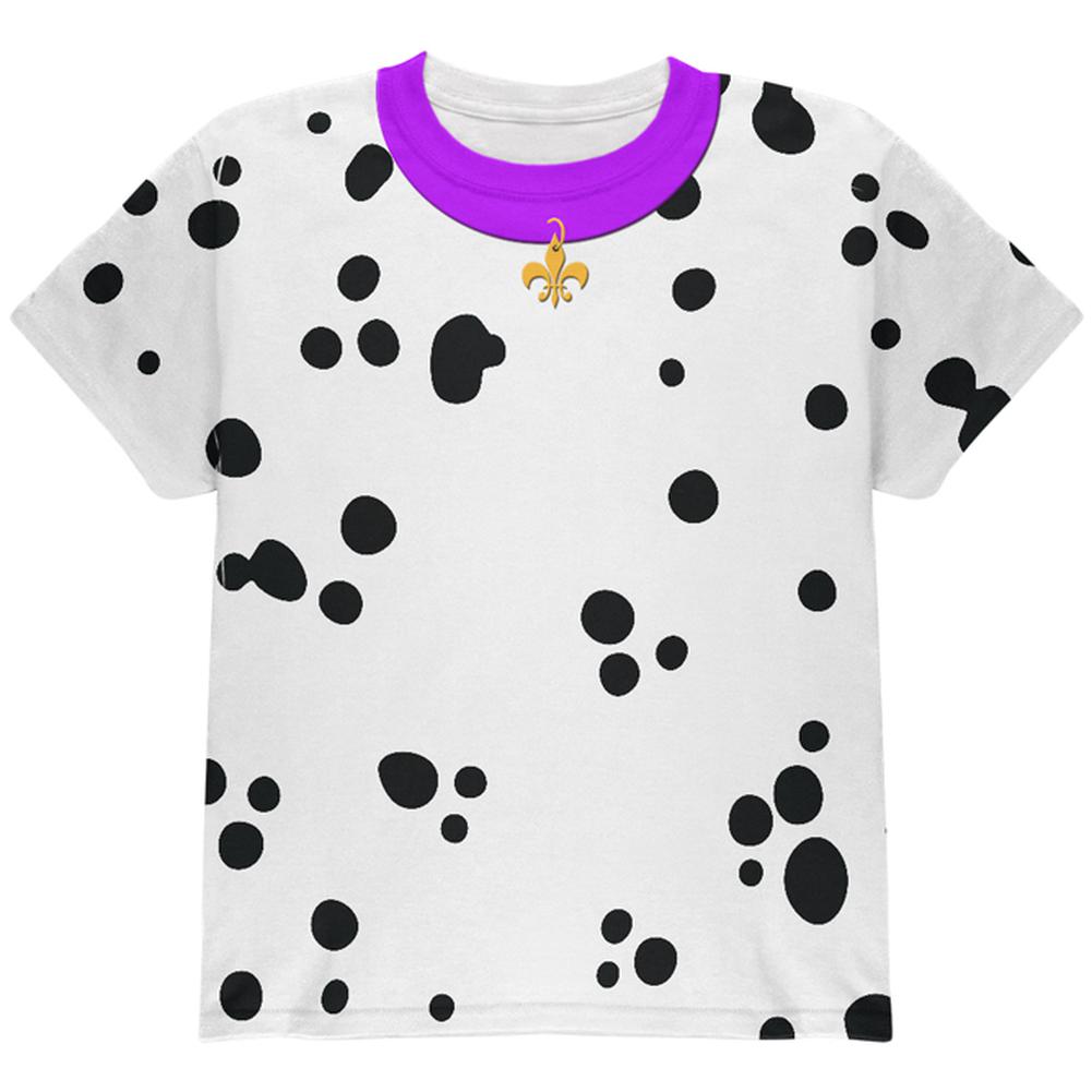 Mardi Gras Dog Dalmatian Costume Purple Collar Fleur De Lis All Over Youth T Shirt Youth T-Shirts Old Glory SM  