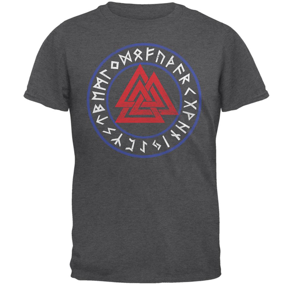 4th Of July American Viking Valknut Runes Mens T Shirt Men's T-Shirts Old Glory 2XL Grey 